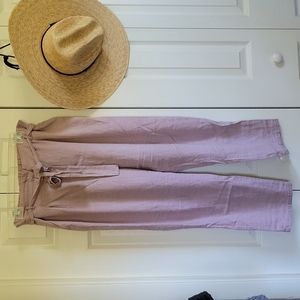 High waist linen pants, pink, size 10